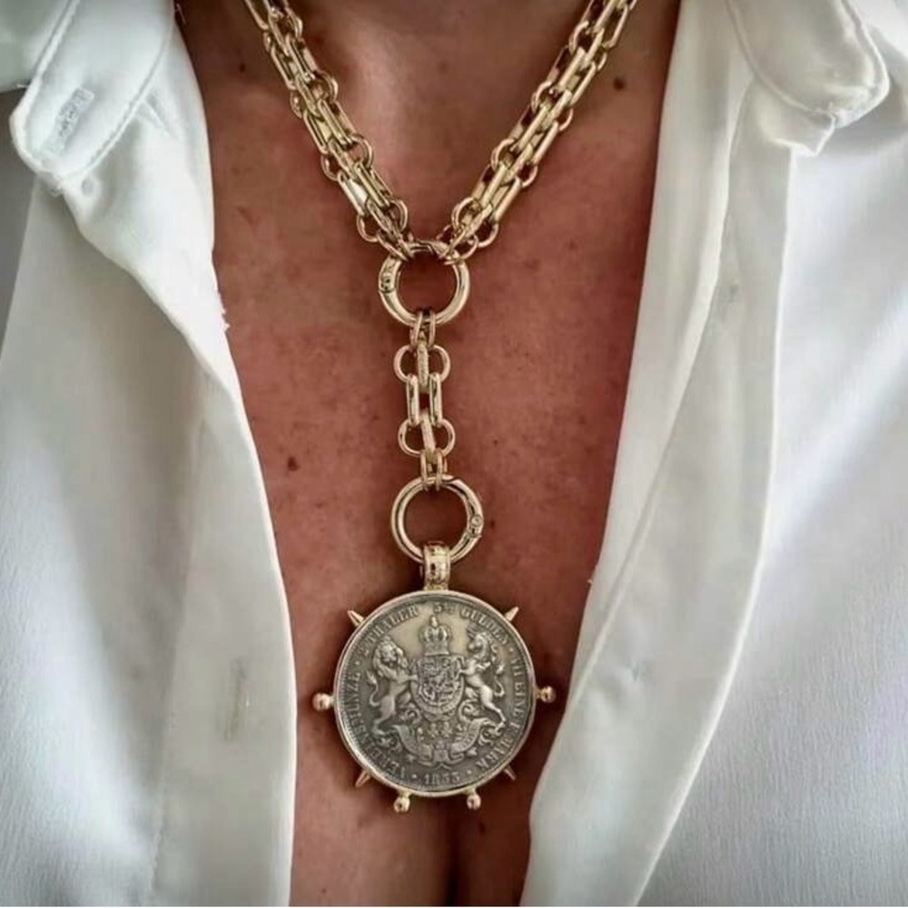 Gold-Tone Coin Pendant Y Necklace - Women's Statement Necklace